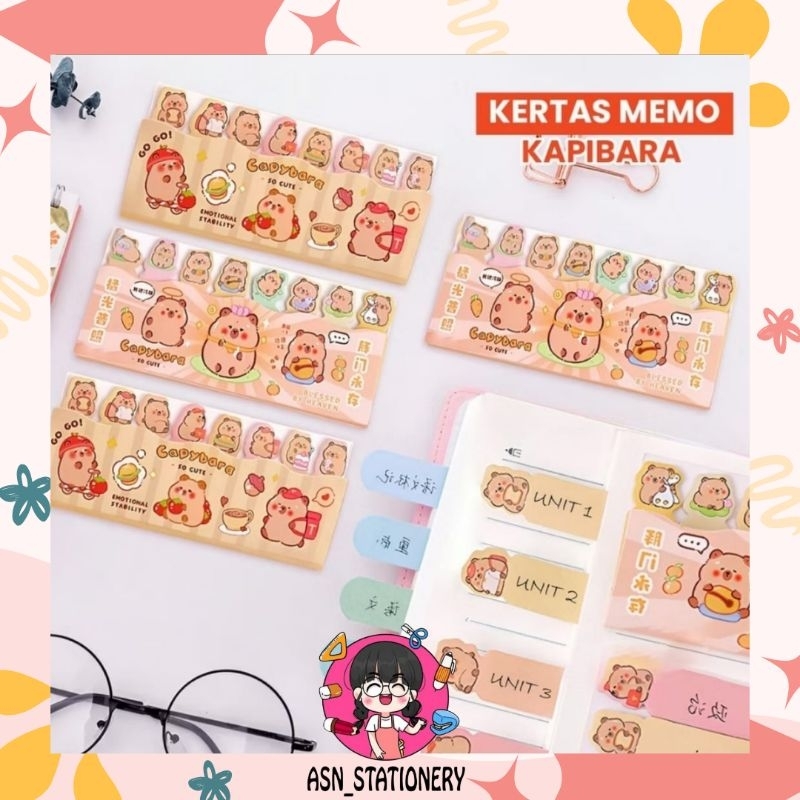 

PEMBATAS BUKU KARAKTER CAPYBARA/ POST IT CAPYBARA/ BOOKMARK / STICKY NOTE CAPYBARA