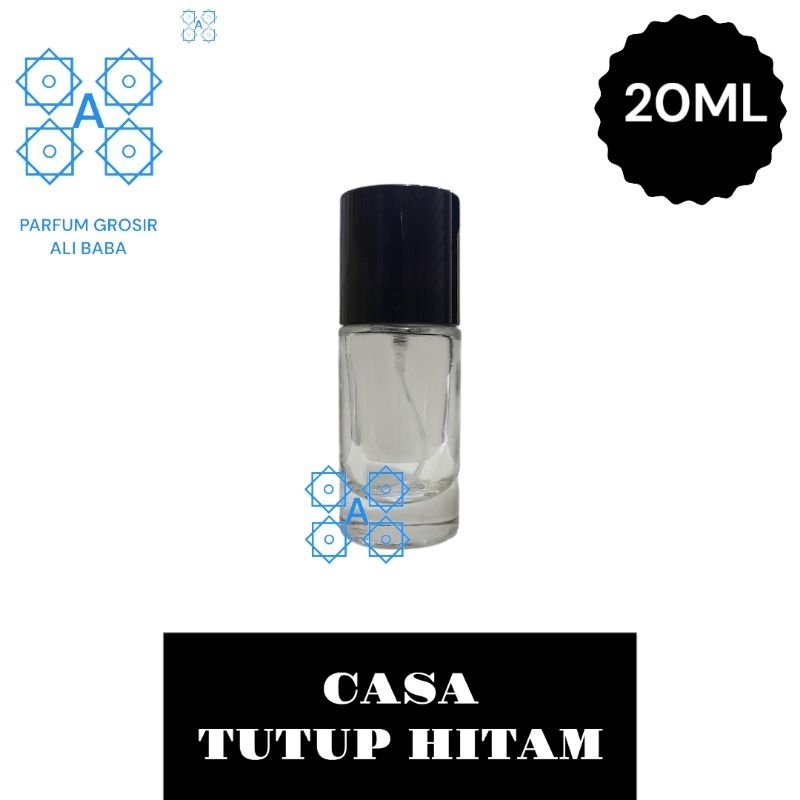 BOTOL CASA TUTUP HITAM | 20ML | DRAT ULIR | KACA | BOTOL KOSONG