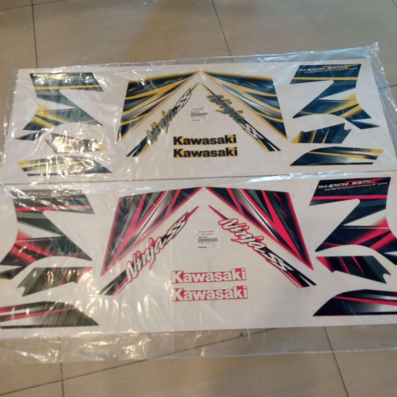 stiker striping ninja ss kuning original kawasaki striping sticker ninja ss kuning fullset original 