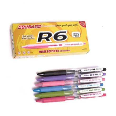 

Pulpen Gel Standard R6 0.5mm (1 Pack / 12 PCS) - Bolpen Gel Pen Pena Gel Hitam 0.5 mm