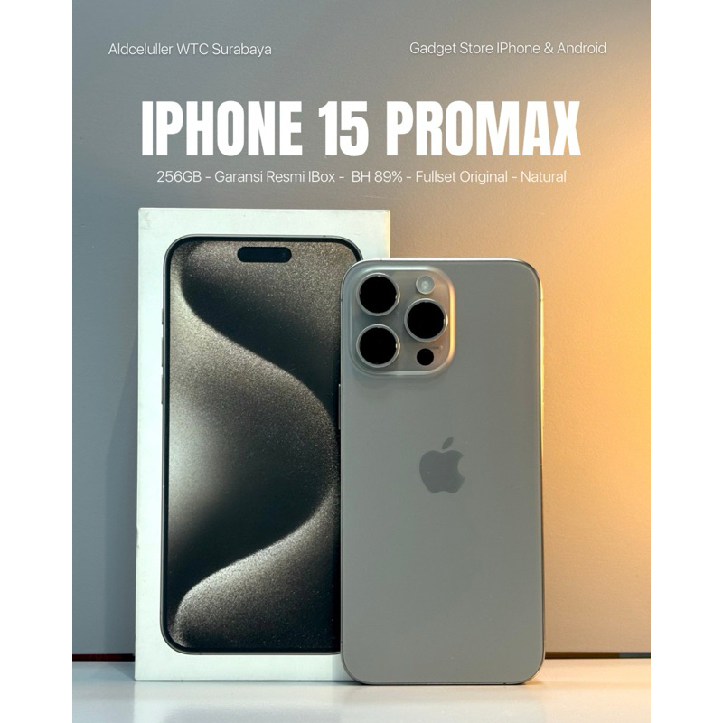 iphone 15 pro max 256gb natural garansi resmi second