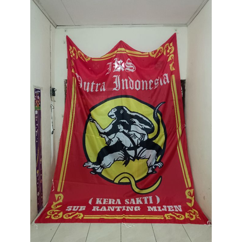 Bendera Custom Umbul Umbul Iks Kera Sakti Palestina Indonesia Biru Putih Logo Sendiri