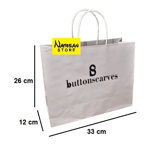 

Paper bag putih Buttonscarves tas kertas hadiah kado ulang tahun