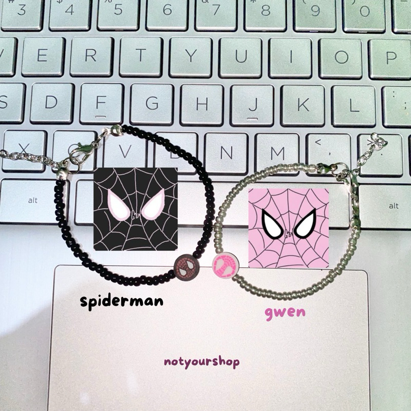 Sepasang Gelang Couple Spiderman & Gwen / Gelang Couple Spiderman / Gelang Couple Manik