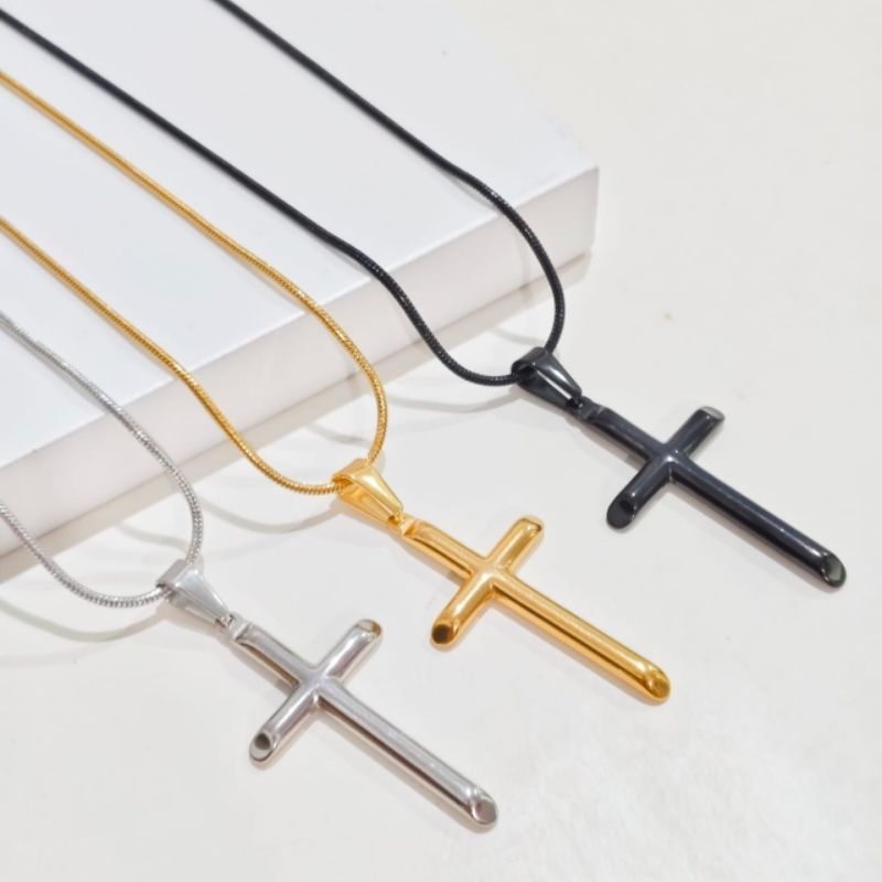 Kalung Titanium Salib Polos Besar