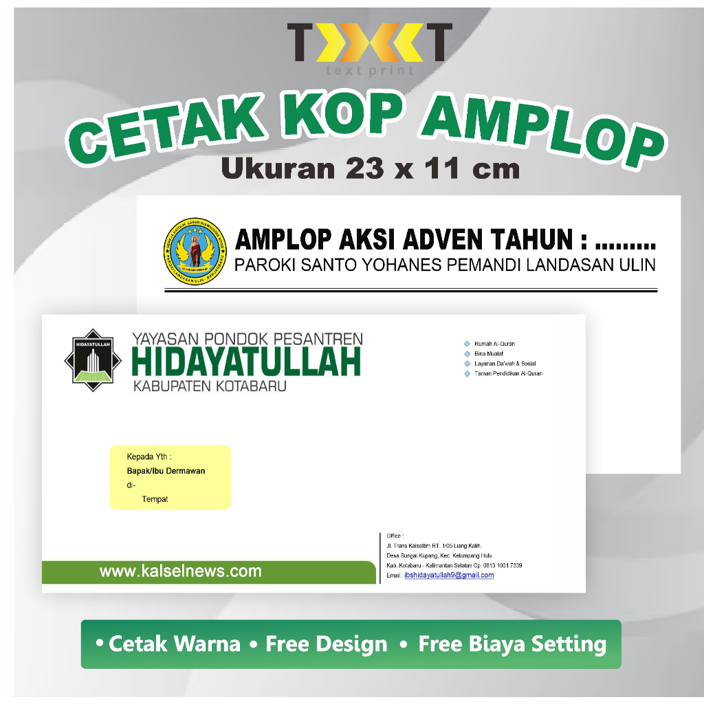 

CETAK KOP AMPLOP INSTANSI, PERUSAHAAN, SUMBANGAN CUSTOM