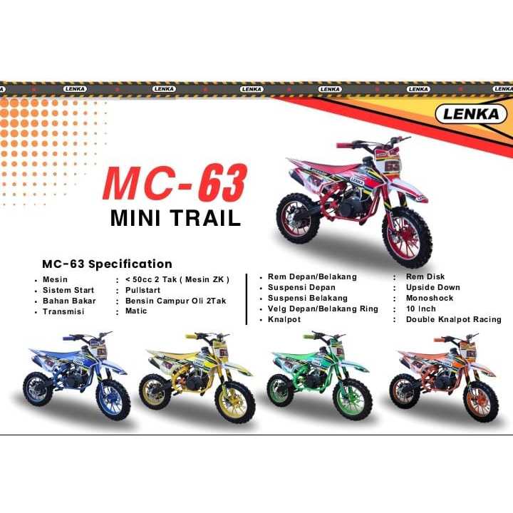 MOTOR MINI TRAIL MC 63 TERBARU KENALPOT 2// LENKA// MOTOR BENSIN ANAK// MURAH