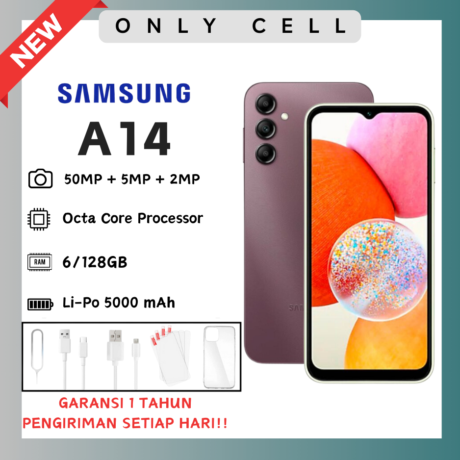 HP SAMSUNG A14 RAM 6/128GB FREE GIFT FULLSET GARANSI 1 TAHUN TERBARU BISA COD GRATIS ONGKIR