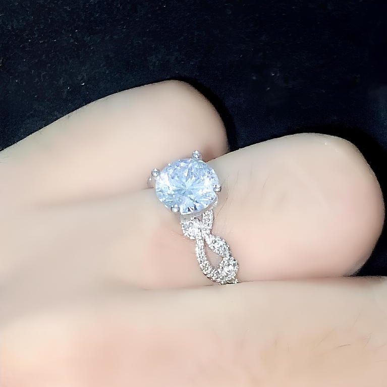 Matlaine - Cincin Wanita One Diamond Mata Satu Silver Korea Titanium Xuping Anti Karat Anti Hitam An