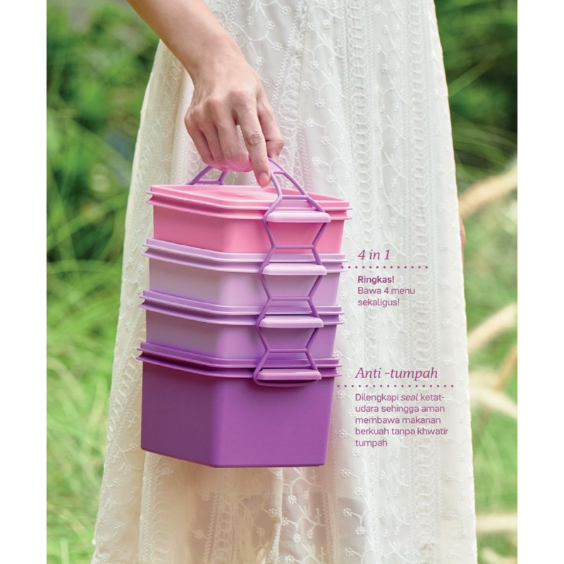 Double Sweet Ungu Rantang 4 Tingkat Tupperware