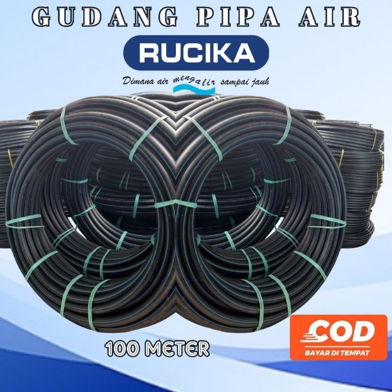 pipa hdpe rucika 1 1/2 inch atau diameter 50mm panjang 100 meter (RUCIKA)