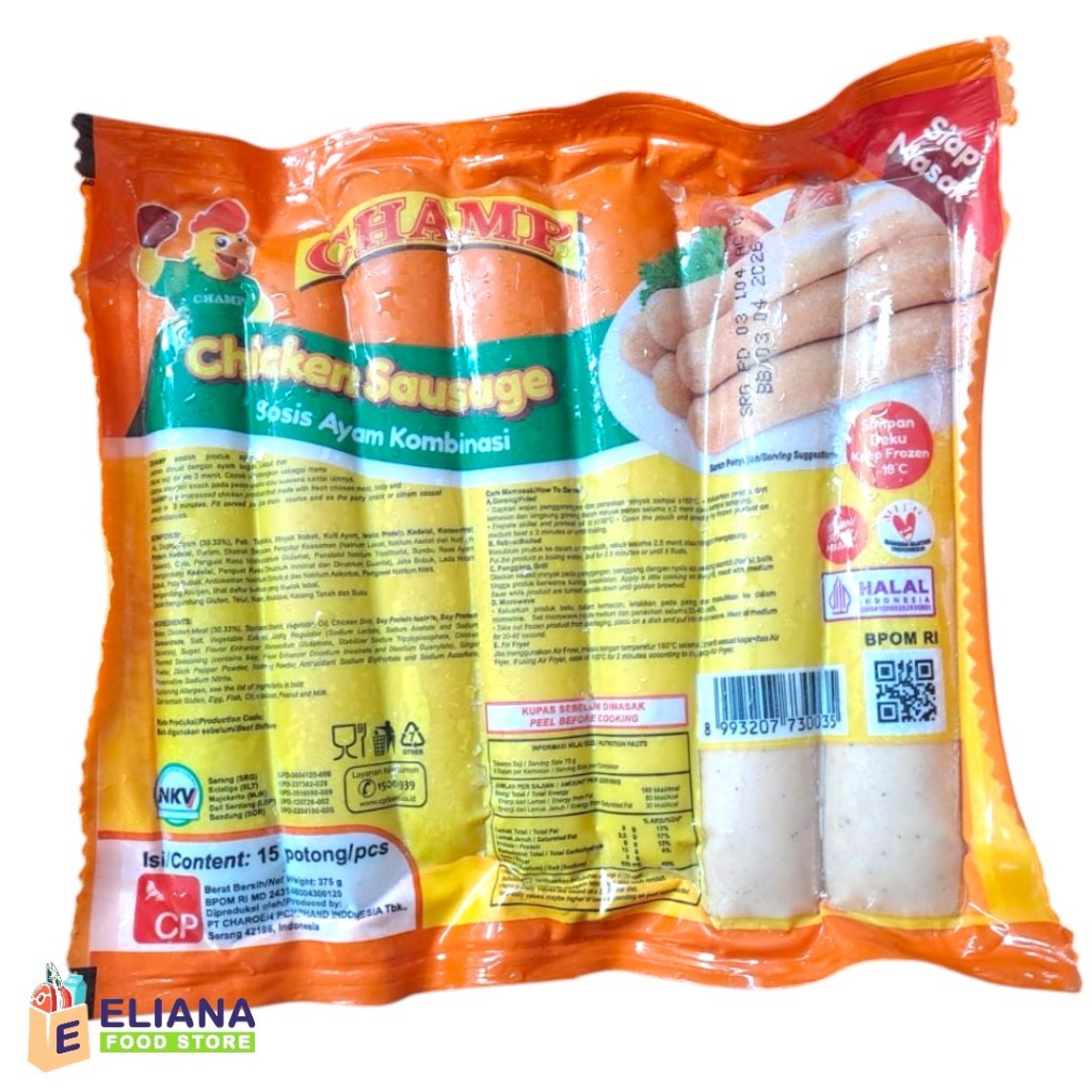 

CHAMP CHICKEN SAUSAGE 375 GR / CHAMP SOSIS AYAM