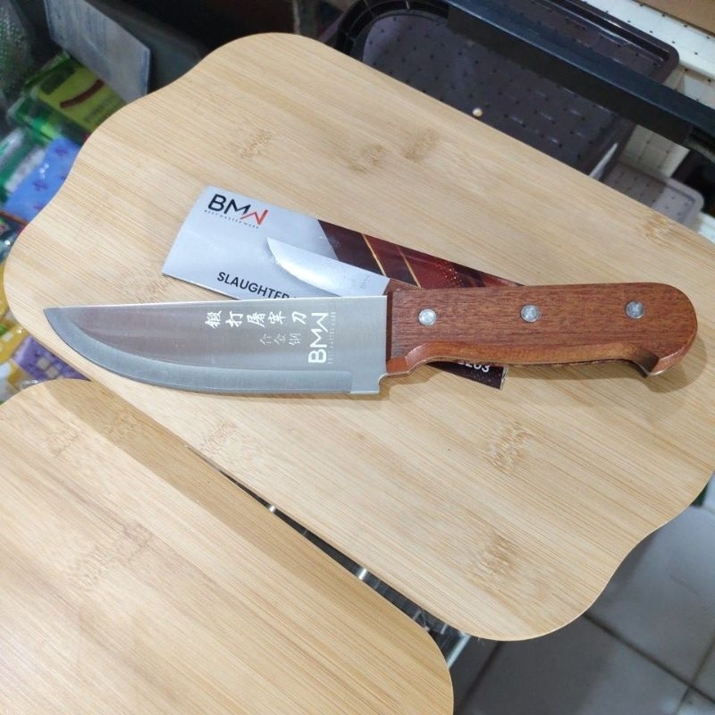 pisau daging stainless gagang kayu