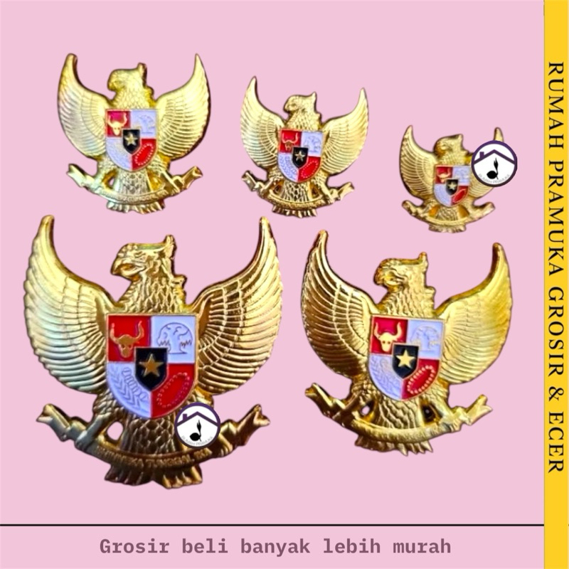 Pin Garuda Kuningan Emas Kecil Besar | Pin Bros Peci Paskibra Garuda