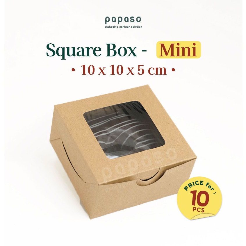 

Box Kue / Kotak Penyimpanan (SB-Mini-WINDOW) Kraft Full Laminating 1 Sisi (Min. Order 1pack/10pcs)