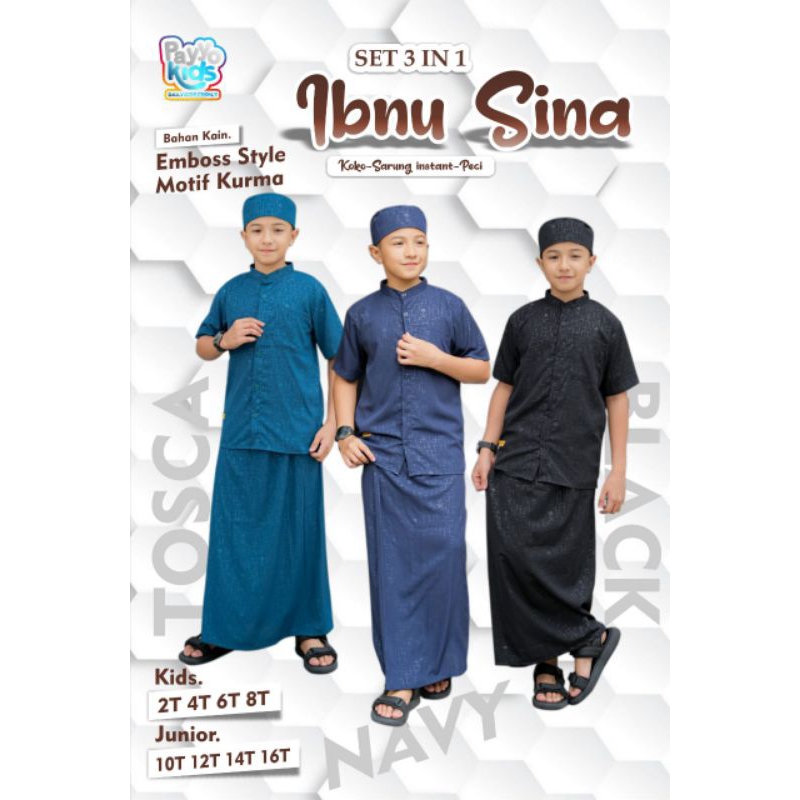 set koko sarung ibnu sina | set koko sarung anak