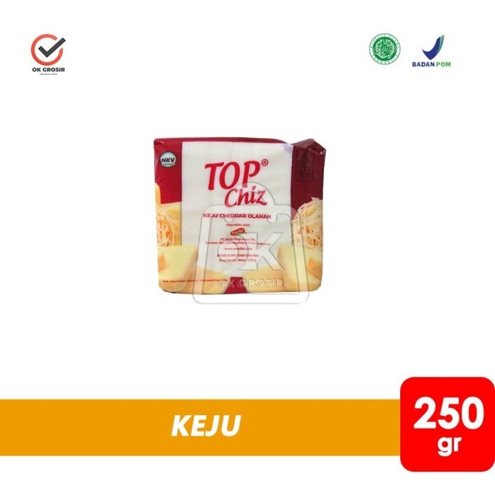 

TOP CHIZ CHEDDAR 250GR, UNTUK TOPPING PARUT/CAMPURAN ROTI/KUE, DLL