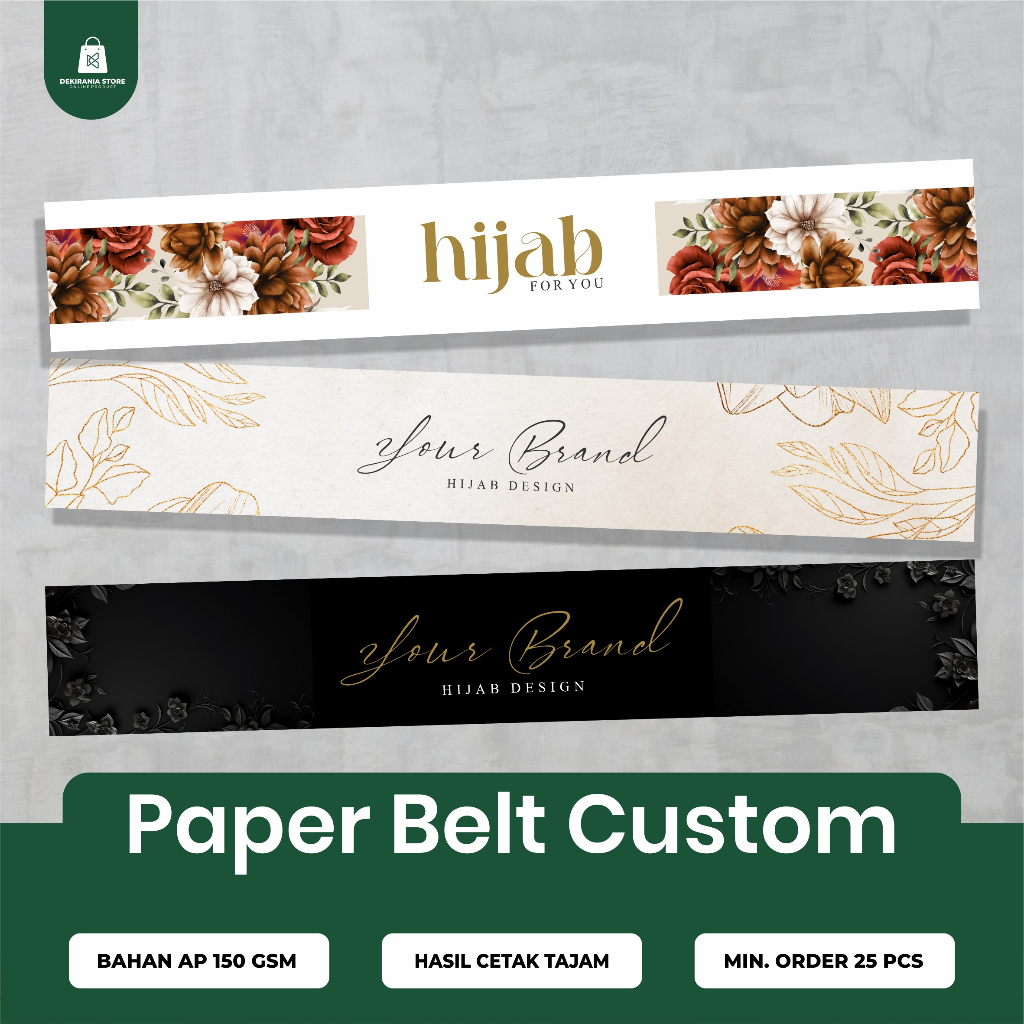 Minimal Order 100 PCS [Free Design] Roll Hijab / Roller Hijab / Label Hijab / Paper Belt custom / Pa