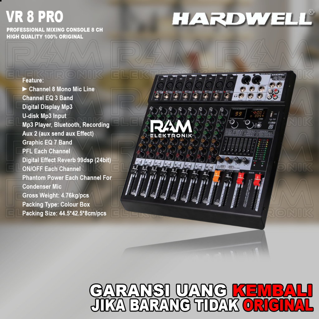 Mixer 8 Channel HARDWELL VR8PRO | VR 8PRO | VR 8 PRO USB Soundcard Original