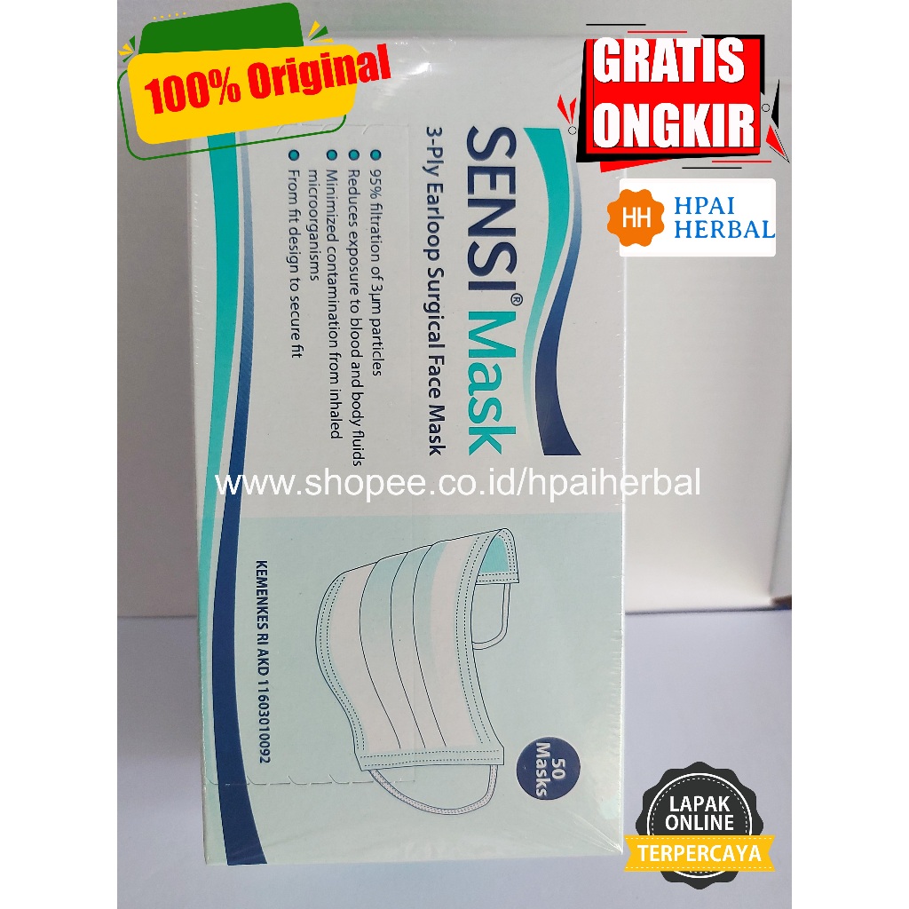 MASKER MEDIS SENSI EARLOOP ISI 50 PCS / SENSI MASKER MEDIS ISI 50 PCS / SENSI MASKER ISI 50