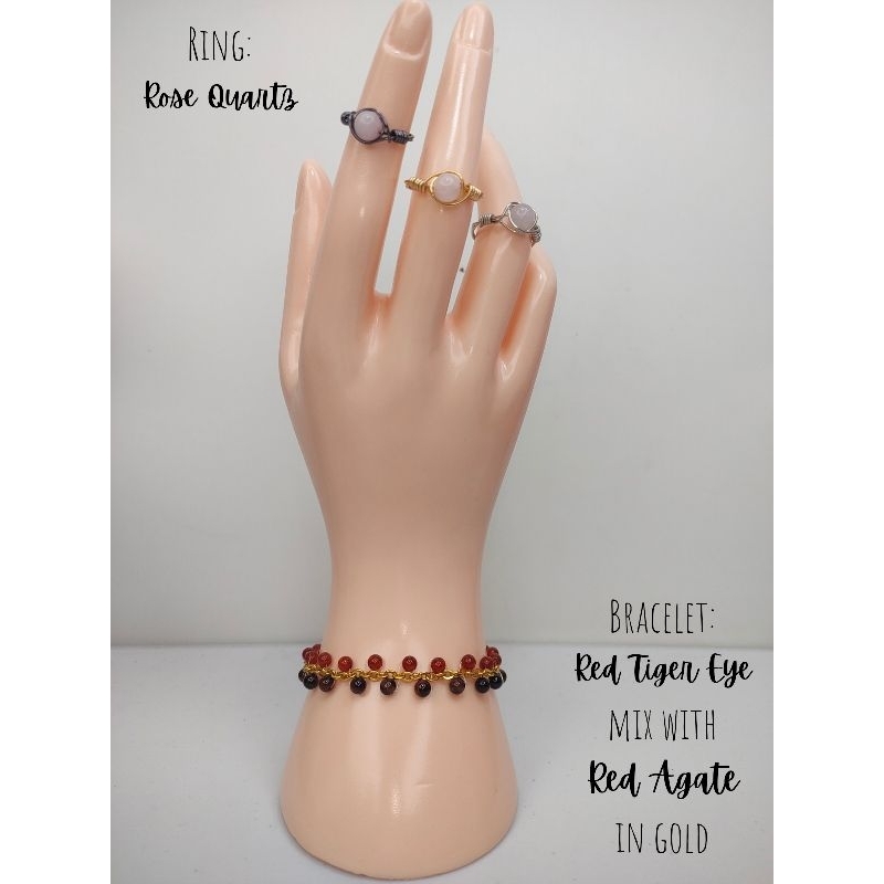 Gelang Red Tiger Eye Mix Red Agate in Gold