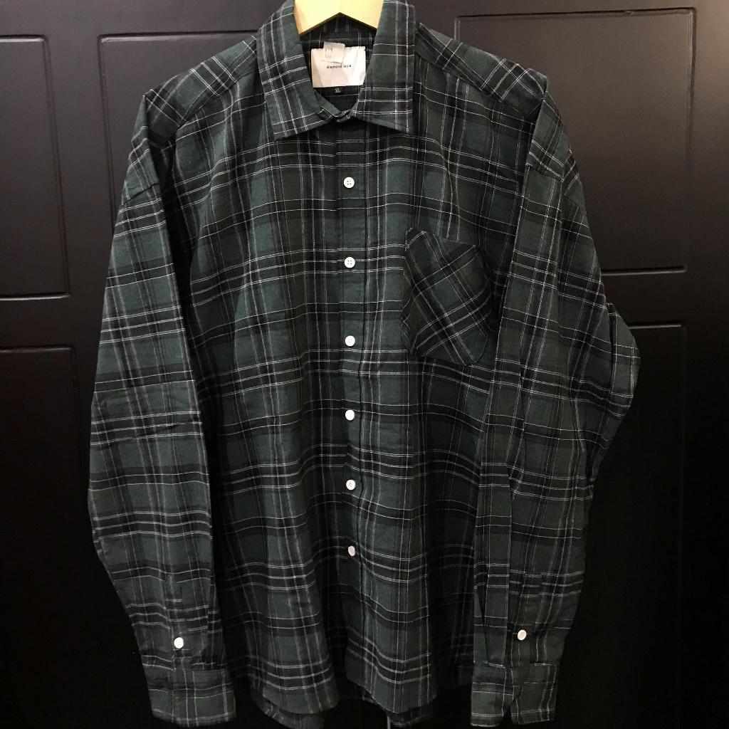 kemeja katun diamond layla XL hijau