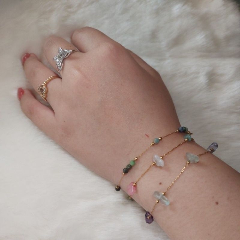 Gelang batu alam gold plated