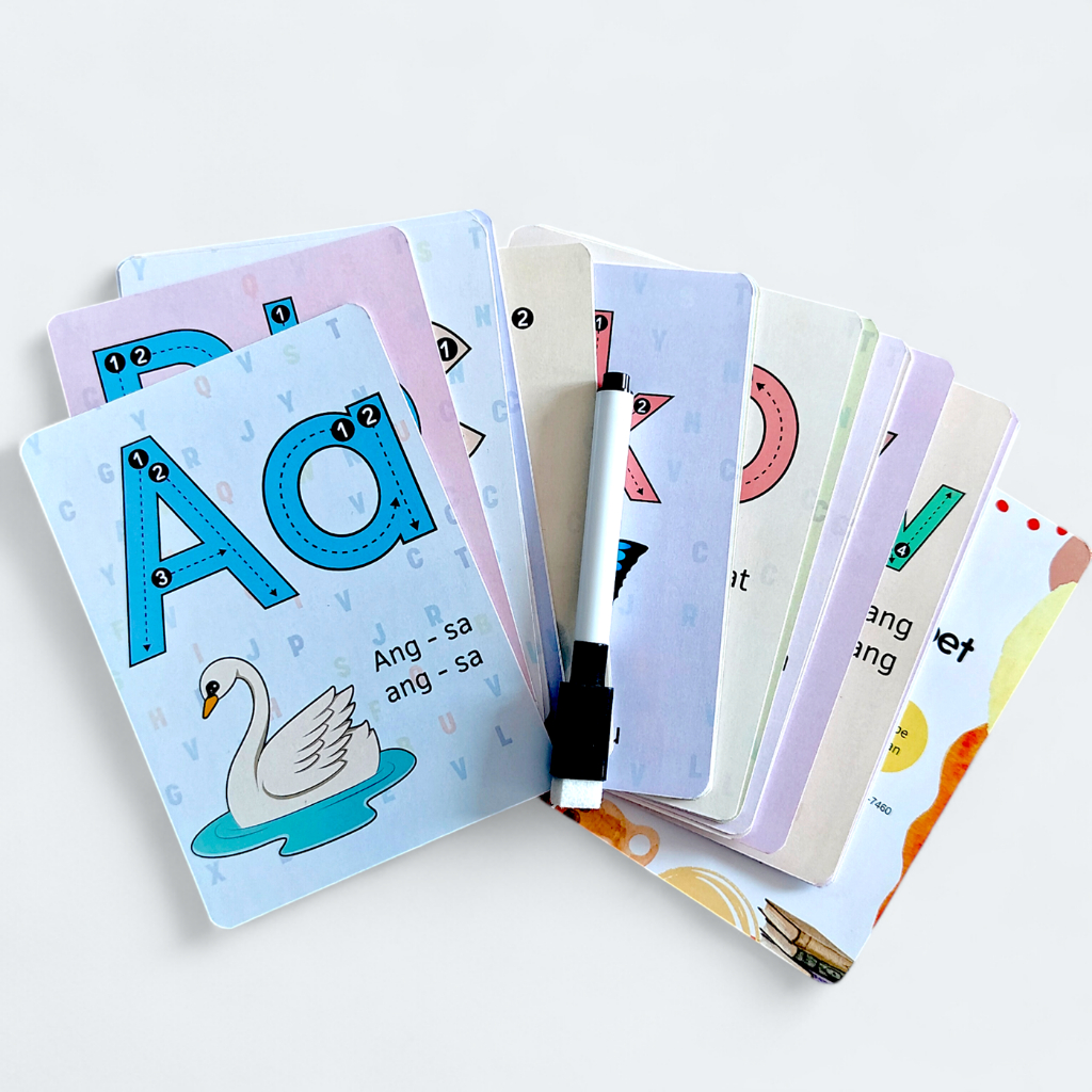 Flash Card Wipeclean - Kartu Huruf ABC, Huruf Hijaiyah, Berhitung Free Spidol untuk Belajar Anak