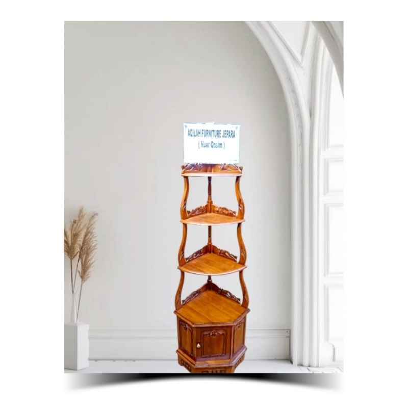 RAK SUDUT RAK BUKU RAK JATI