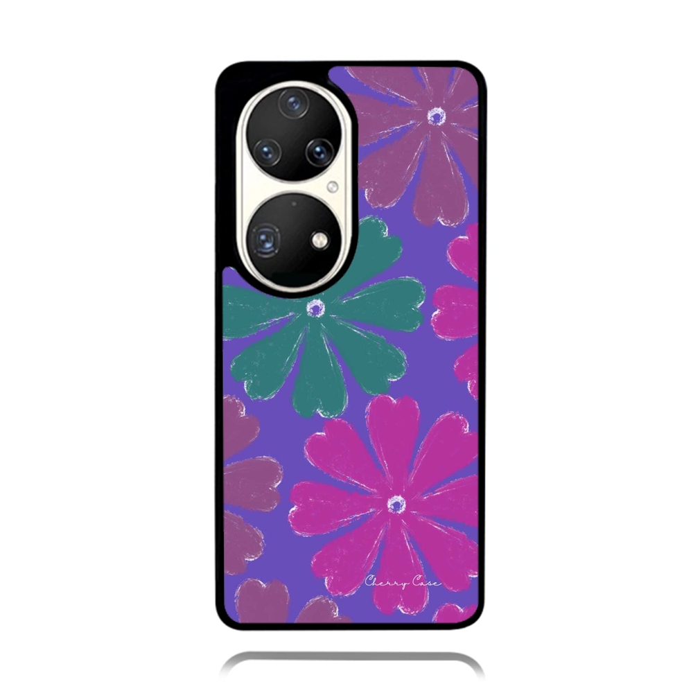 Case Phone HUAWEI P50 P40 P30 P20 Pro TPU Rubber Protection Softcase Colorfull Water Painting Purple