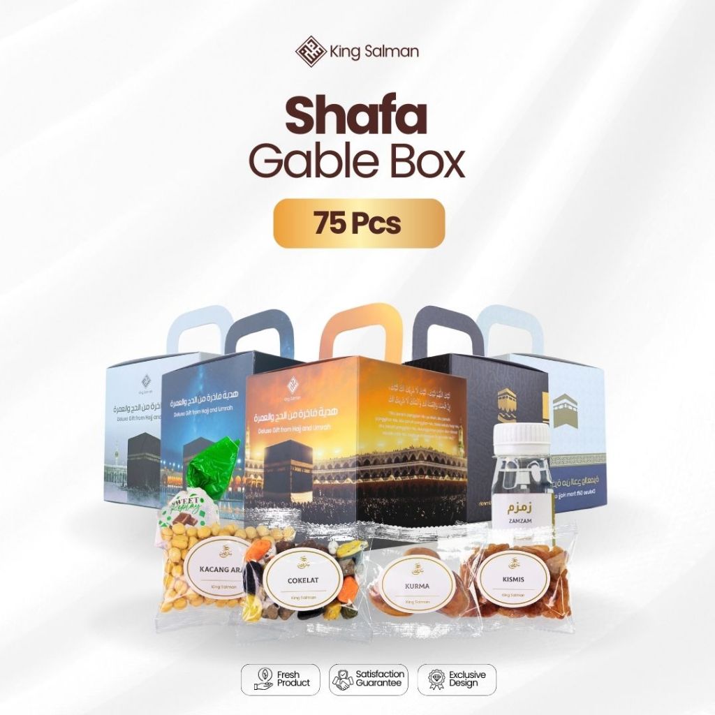 

Paket Hadiah Umroh & Haji Premium - King Salman Deluxe Gift | SHAFA 75 PCS Gable Box