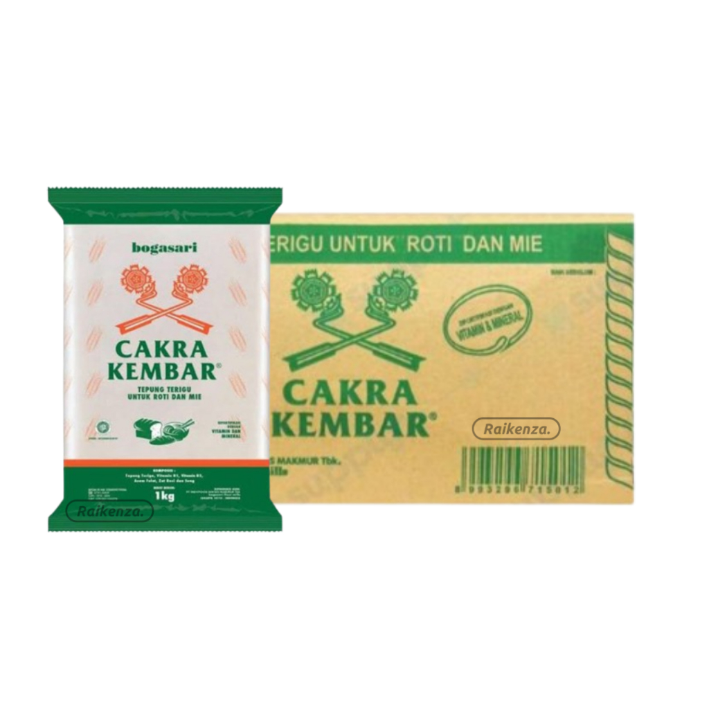 

Tepung Terigu Cakra Kembar 1kg 1 Dus Isi 12 Pack Bogasari