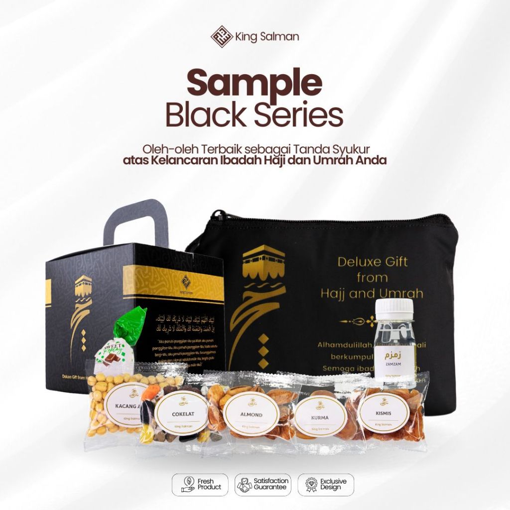 

Oleh Oleh Haji & Umrah Premium - King Salman Gift | 1 SHAFA & 1 MARWAH - BLACK Paket Sample