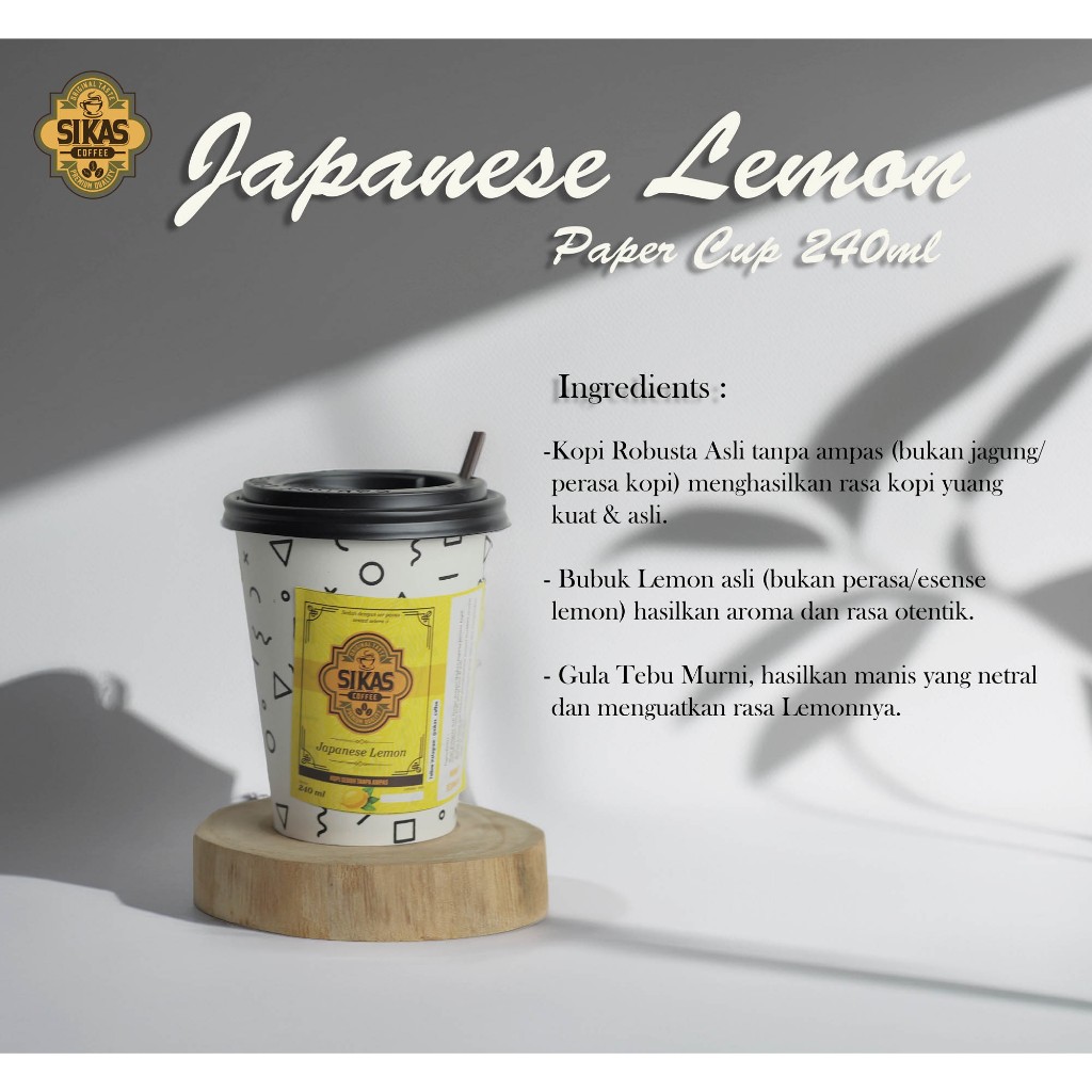 

Sikas Coffee Japanese Lemon Paper Cup 240ml Kopi Instan tinggal seduh