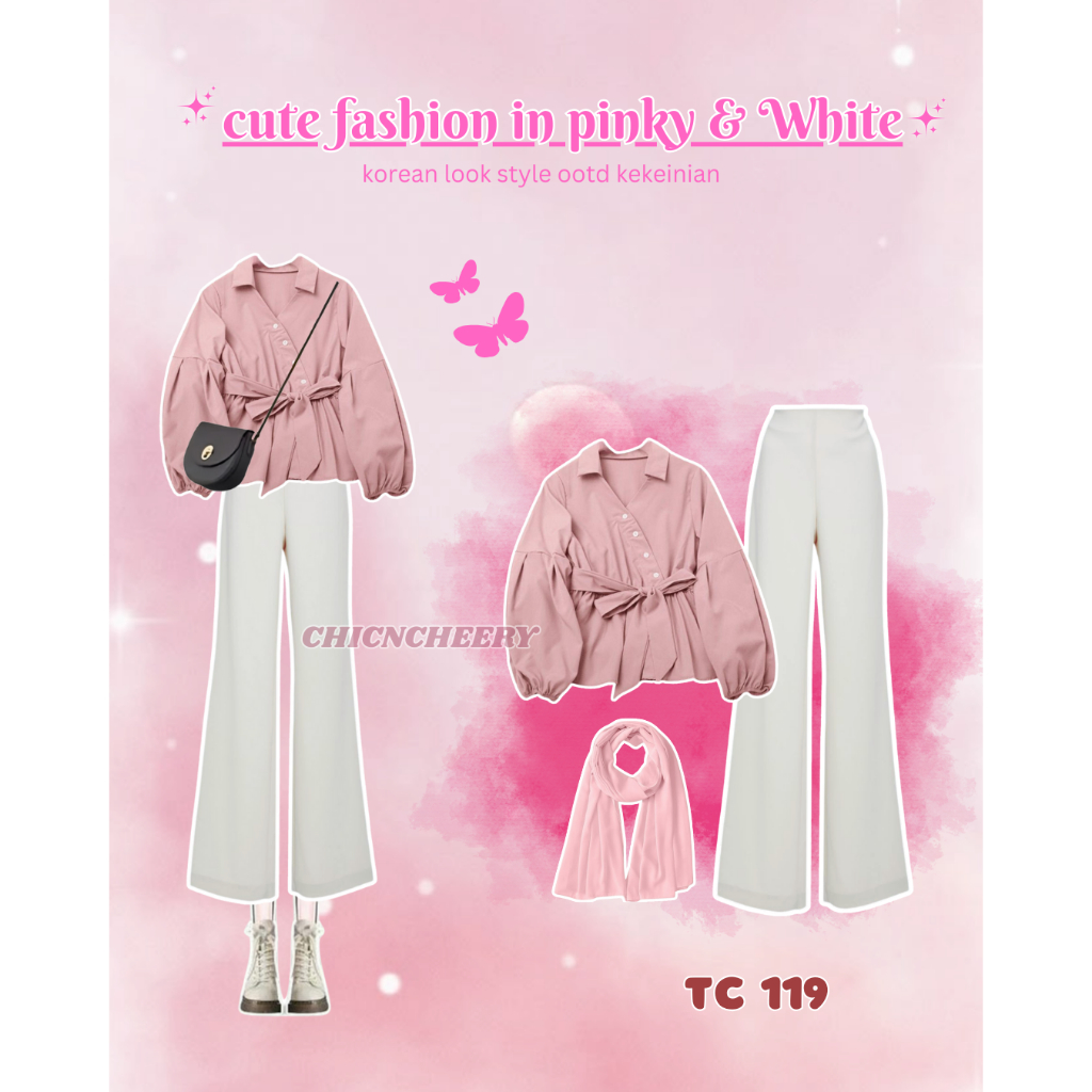 Kolekasi Terbaru One Set Kekinian Simpel Dan Moderen Dan Kekinian ( Celana Cutbray + Blouse +Pashmin