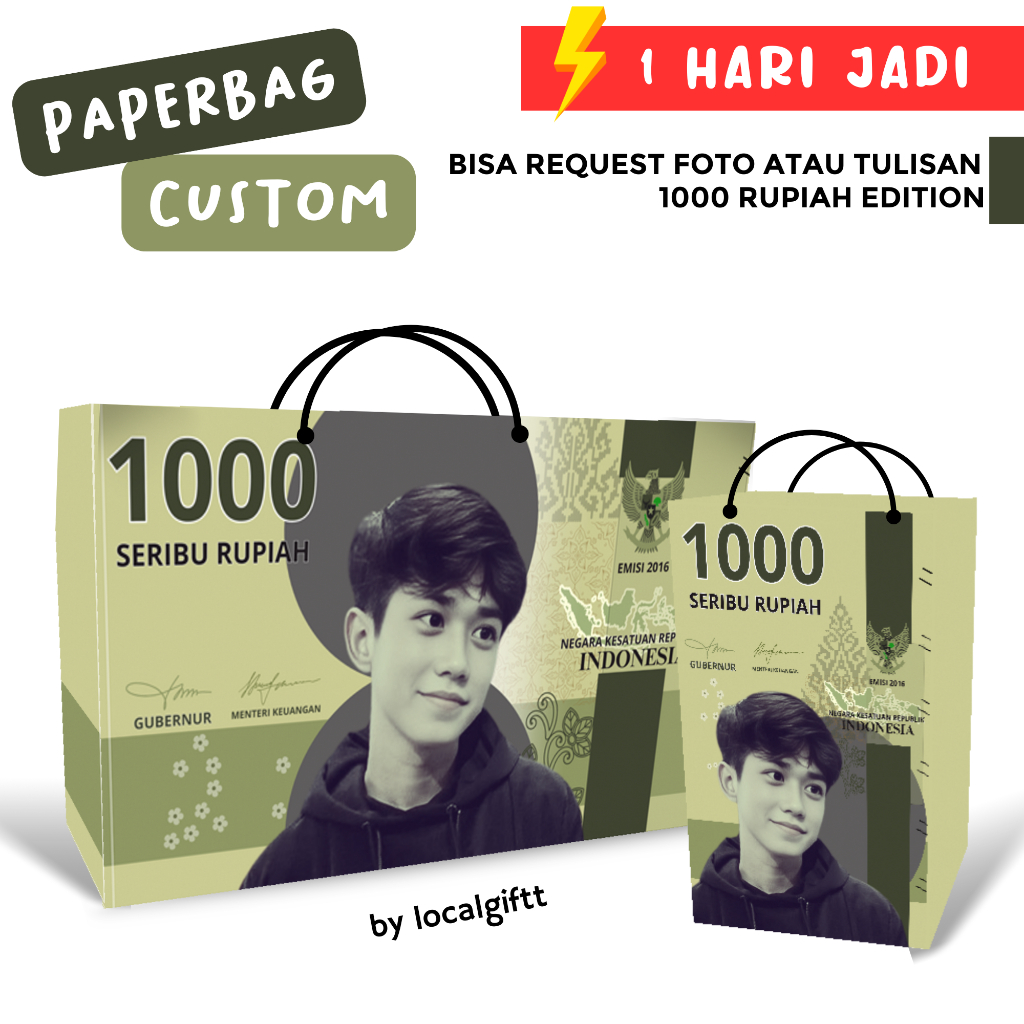 

Paperbag Custom 1000 Edition | Bisa request foto dan tulisan | Paperbag custom | Paperbag lucu | Paperbag Foto | Tas Custom