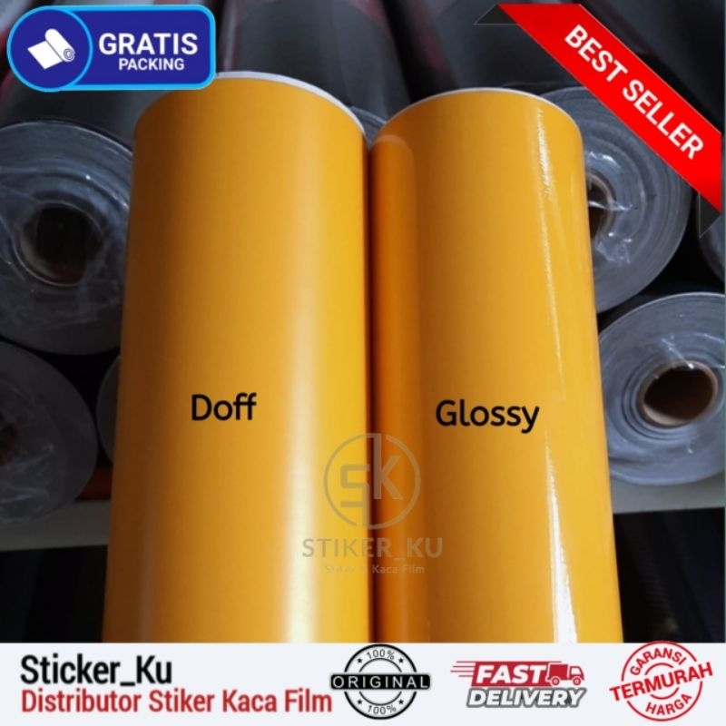 Sticker Scotlite Warna Kuning Lebar 45cm / Scotlet Kuning Glossy dan Doff