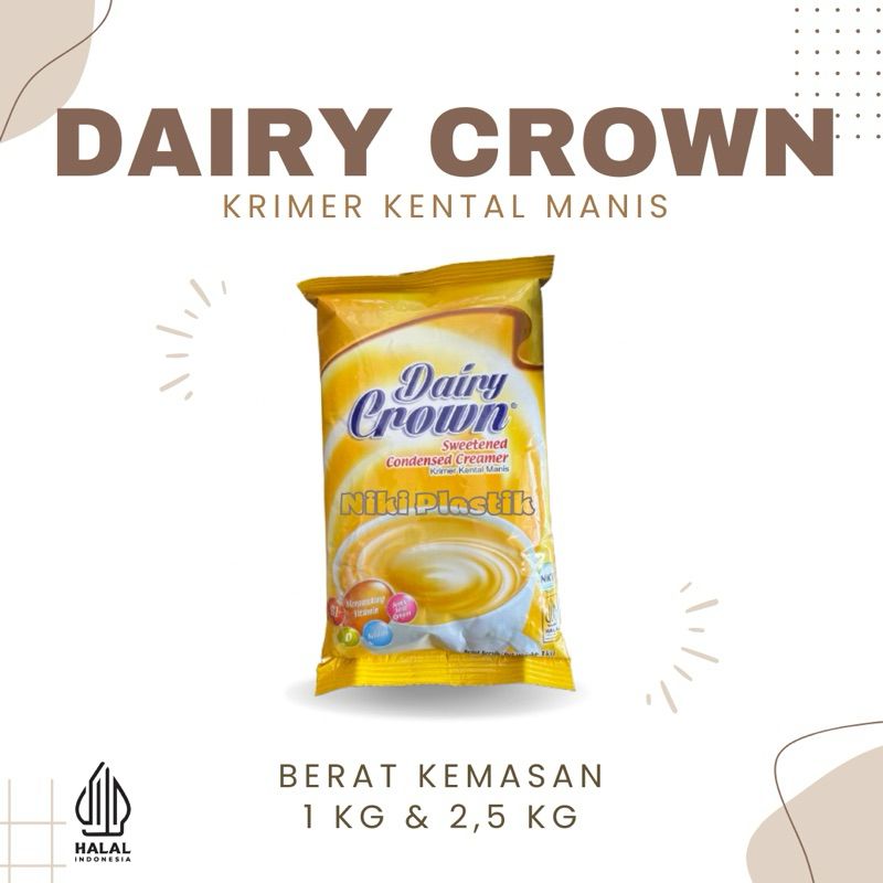 

Dairy Crown Pouch SKM Susu/Krimer Kental Manis | Susu Bantal Berat 1 Kg & 2,5 Kg