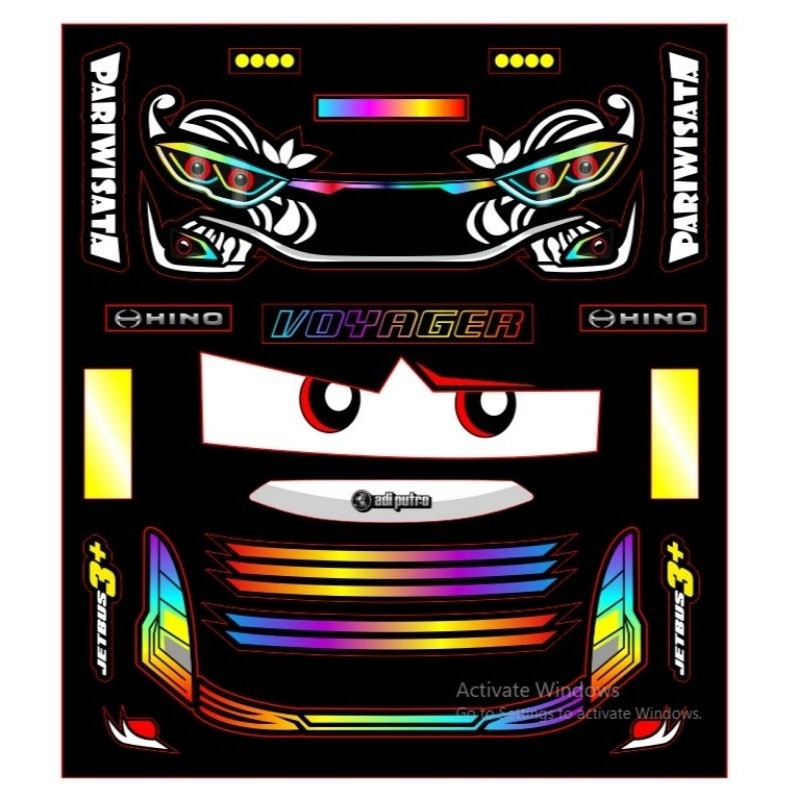 stiker lampu miniatur jetbus 3 batik voyager