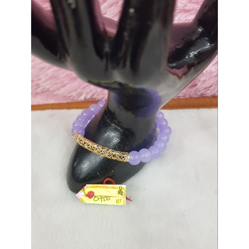 GL657DLM Gelang mata batu purple variasi liontin pipa batikan emas kuning asli berat 0.750 sama mata