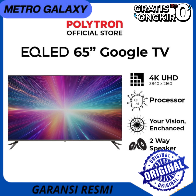 TV Polytron PLD 65QG9059 – Smart GOOGLE TV-QLED 4K Garansi Resmi POLYTRON