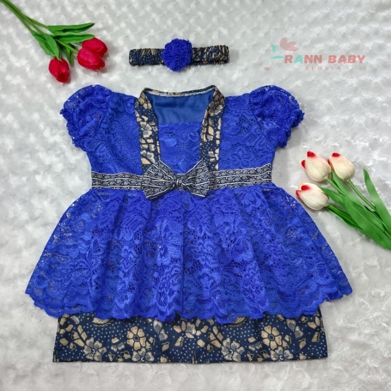 KEBAYA BAYI / KEBAYA ANAK / SETELAN BAJU KEBAYA ANAK PEREMPUAN MODEL KINAN WARNA BIRU ELEKTRIK