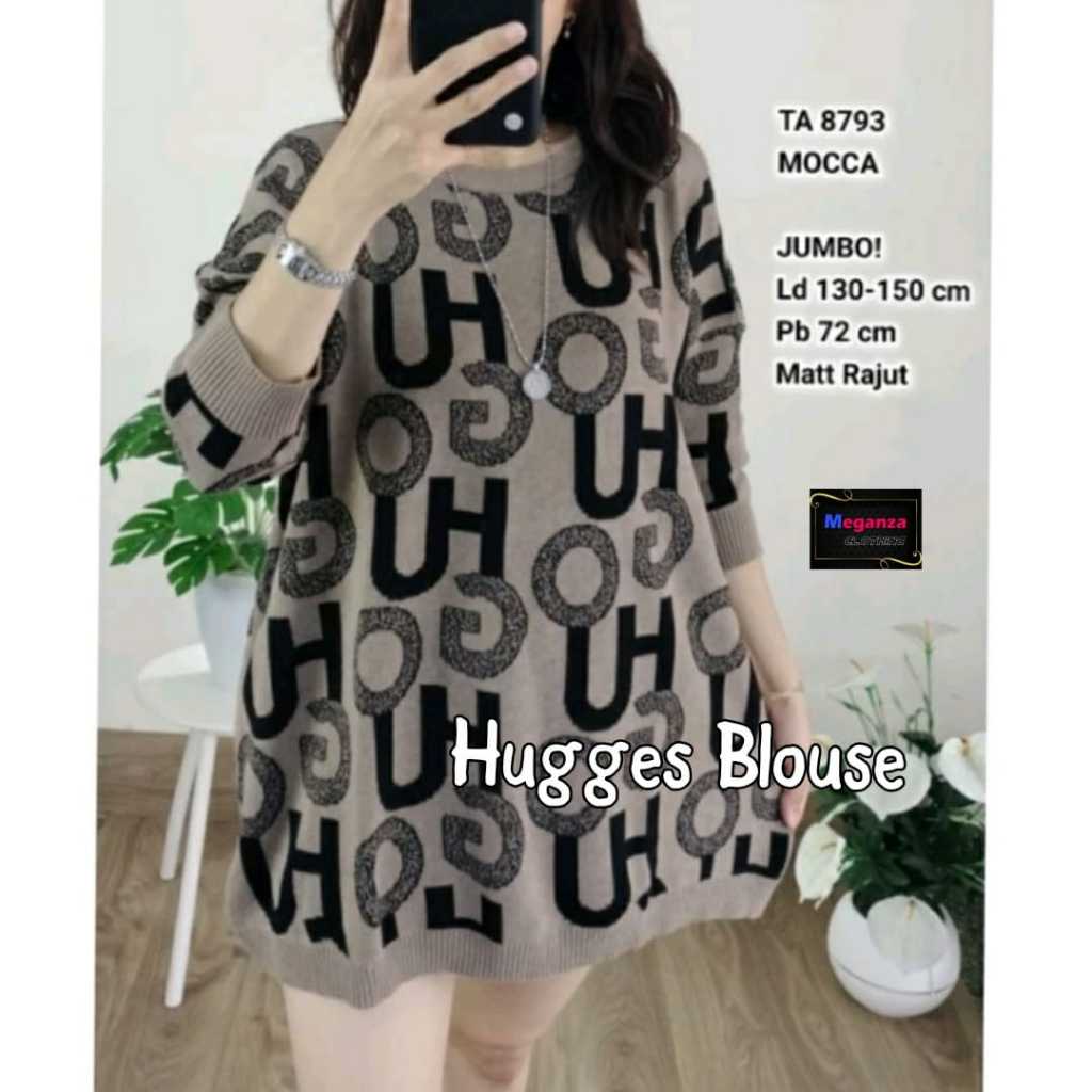 BLOUSE RAJUT OVERSIZE WANITA LD 130 MOTIF TERBARU PAKAIAN WANITA BAJU ATASAN LENGAN PANJANG KOREAN S
