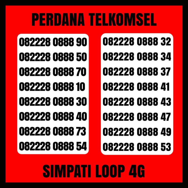 Simpati loop cantik triple 888 nomor simPATI perdana simPATI cantik triple triple