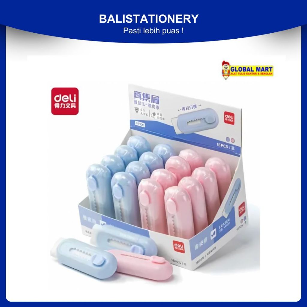 

Penghapus Pensil Otomatis Deli VP100 Bentuk Cutter Lucu Warna Pastel