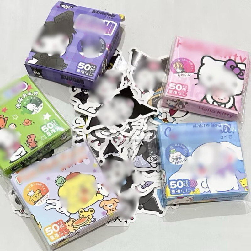 

( KKM ) Aesthetic Sticker Kisscut Box isi 50 Pcs Karakter Lucu untuk Anak Set