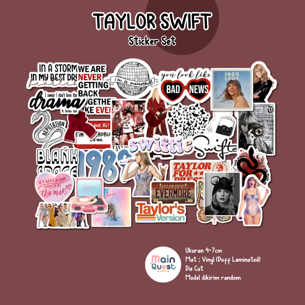 

Sticker Taylor Swift | Sticker Aesthetic / Sticker Tumblr / Sticker Laptop / Sticker Anti Air / Sticker Vinyl Die Cut / Sticker Kpop / Sticker Cute