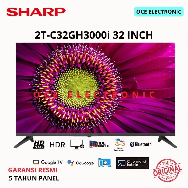SHARP LED TV 2T-C32GH3000i SMART ANDROID TV 32 INCH [GARANSI RESMI]