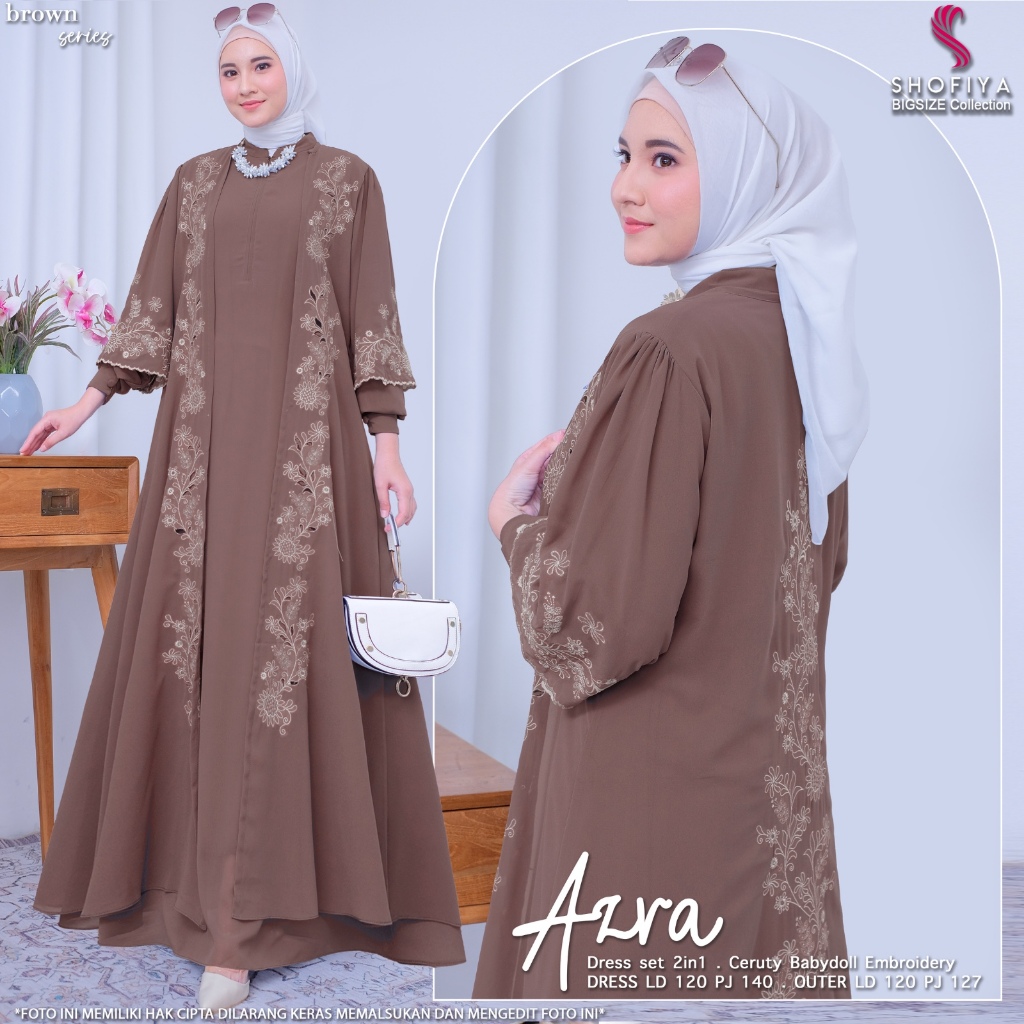 KAREEMA AZRA DRESS SET 2IN1 JUMBO LD 120 2XL XXL BAHAN CERUTY MIX FURING By SHOFIYA GAMIS JUMBO TERB