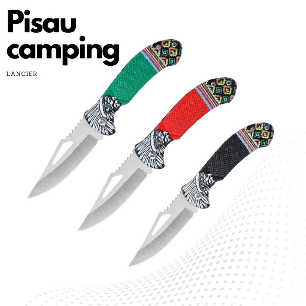 Geronimo Knife -  pisau lipat camping outdoor Survival Tactical Motif indian apache GRN-43